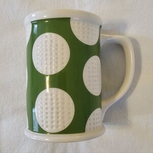 2007 Starbucks Golf Ball Dimpled Green White Coffee Mug 16oz 